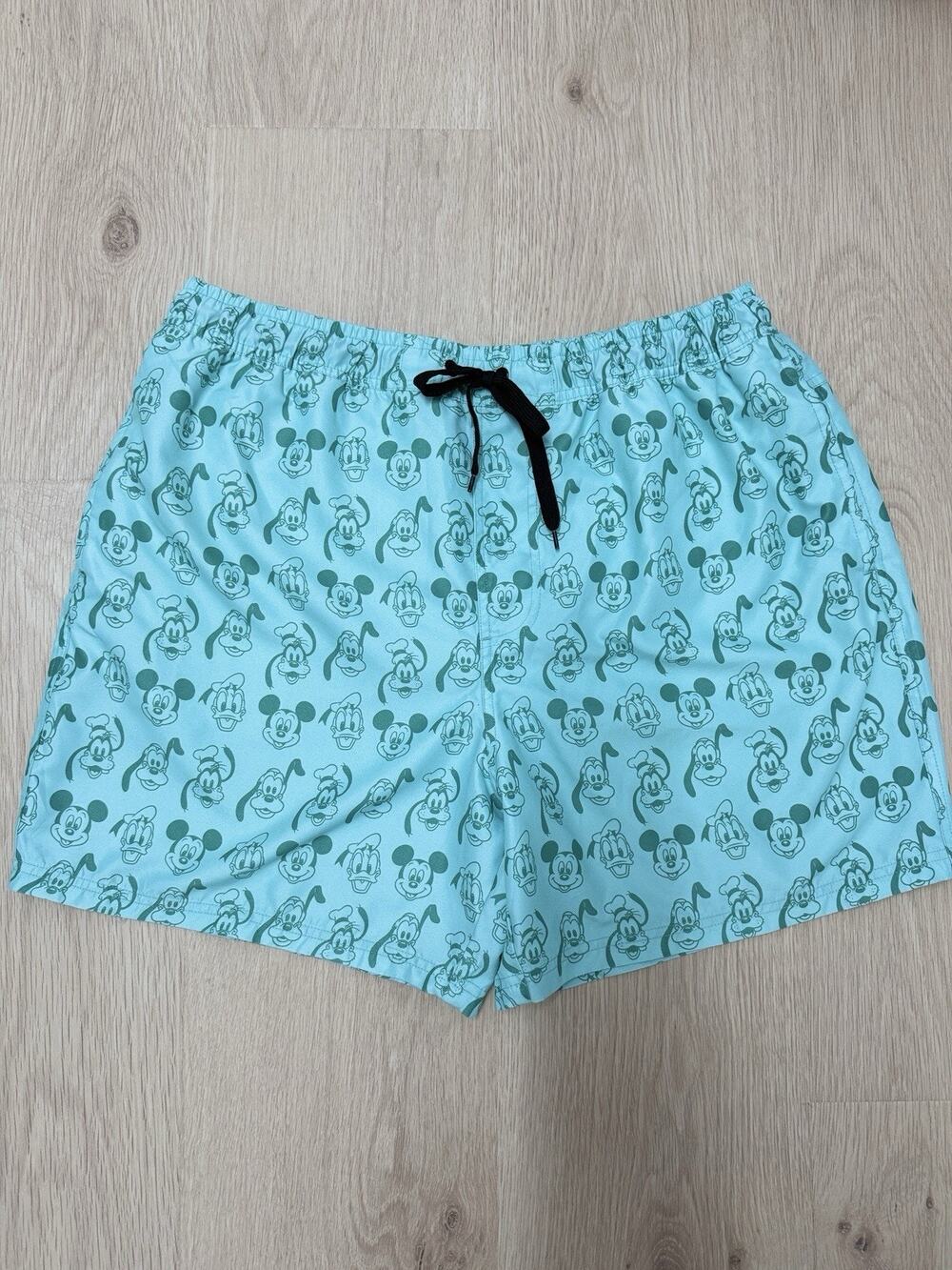 Disney Mickey Mouse Donald Duck Goofy Swim Trunks Men’s Large Mint Green